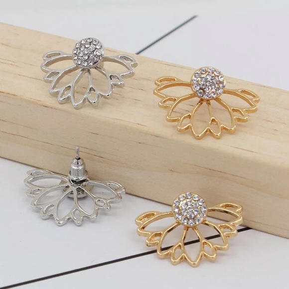 🆕 Sparkle Flower Earring Stud Jacket - Picture 3 of 5